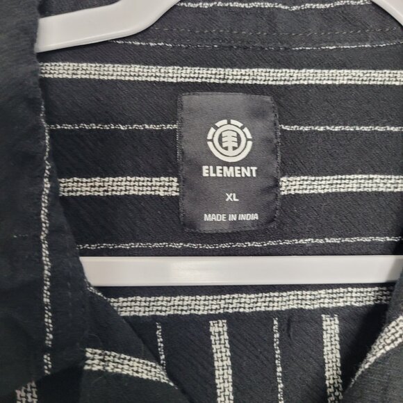 Element black white striped cotton button front short sleeve casual shirt XL - Picture 3 of 6